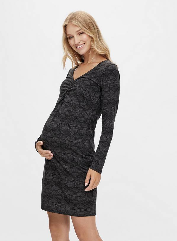 buy-brown-printed-maternity-dress-l-uk12-dresses-argos